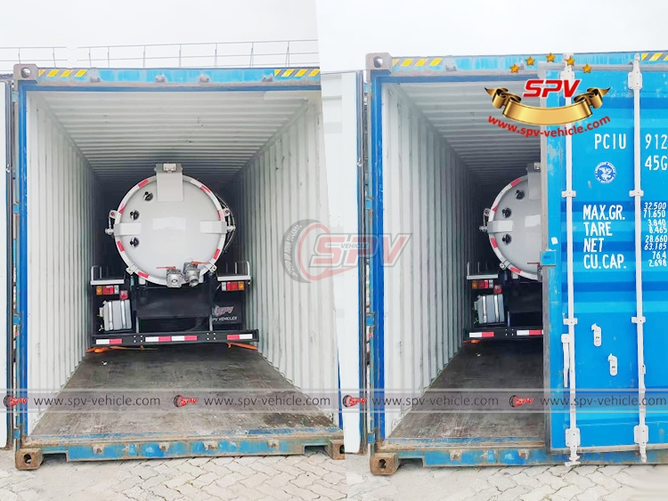 6,000 Litres Cesspool Cleaning Truck Loaded into Container